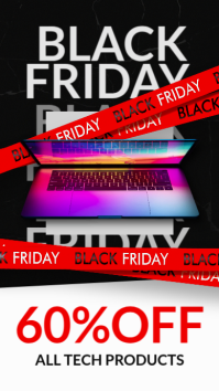 Black Neon Maximalist Professional Black Friday Tech Sale Instagram Story – Modern Neon Laptop Desig template