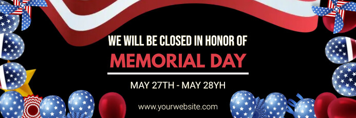 Black Neon Memorial Day Banner Banner 2' × 6' template