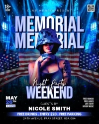 Black Neon  Memorial Day Party  Instagram Portrait template