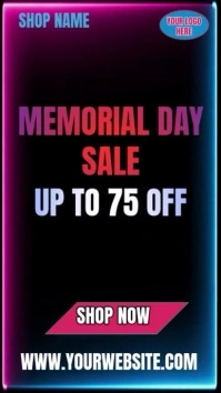 Black Neon Memorial Day Sale Instagram Story Indaba yaku-Instagram template