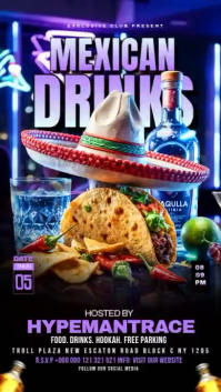 Black Neon Mexican Drinks Event Instagram Story Video template
