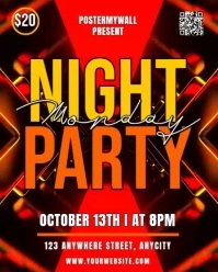 Black Neon Monday Night Party Instagram Portrait template