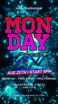 Black Neon Monday Party Instagram Reel template