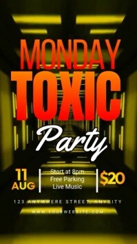 Black Neon Monday Toxic Party Reel Instagram template