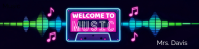 Black Neon Music Class Welcome Google Classroom Banner template