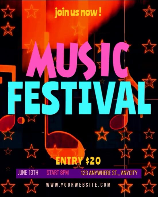 Black Neon Music Festival Instagram Portrait template