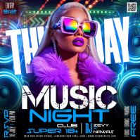 Black Neon Music Night Event Instagram Post Instagram-Beitrag template