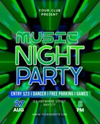 Black Neon Music Night Party Instagram Portrait template