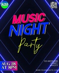 Black Neon Music Night Party Instagram Portrait template