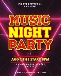 Black Neon Music Night Party Instagram Portrait template