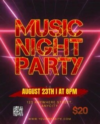 Black Neon Music Night Party Instagram Portrait template