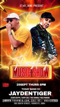 Black Neon Music Night Show Party Digital Display (9:16) template