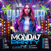 Zwart Music Party Instagram-bericht Template