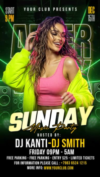 Black Neon Music Party Instagram Story Video template