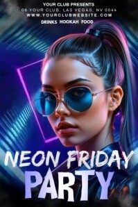 Black Neon Neon Friday Party Poster template