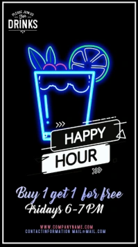 Black Neon Neon Happy Hour Instagram Story template