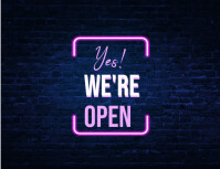 Black Neon Neon Sign We're Open Template  Flyer (us Letter)