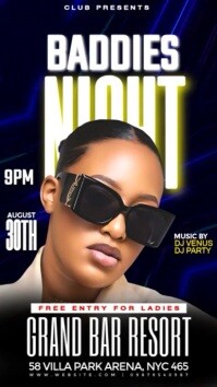 Black Neon Neon Sunday Bash Party  Digital Display (9:16) template