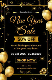 Black Neon New Year Sale  Tabloid template