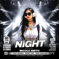 Черный Club Night Event Instagram na Post Template