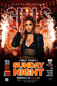 Black Neon Night Club Event Poster Video Плакат template