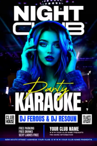 Black Night Club Karaoke Party Plakat Template