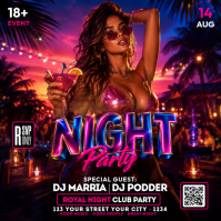 Black Night Club Party Wpis na Instagrama Template