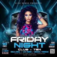 Black Neon Night Club Party Instagram Post Video Instagram-opslag template