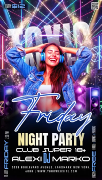 Black Night Club Party Instagram Story Template