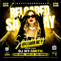 Black Neon Night Club Saturday Party Instagram Post Instagram-Beitrag template