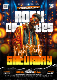 Black Neon Night Party A6 template