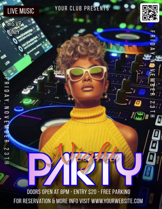 Black Neon Night Party Flyer Template | PosterMyWall