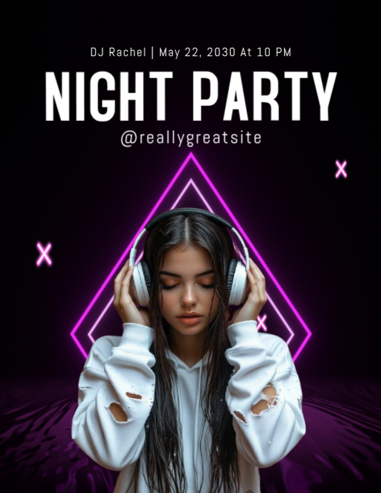 Plantilla de Black Neon Night Party Flyer | PosterMyWall