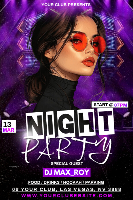 Black Neon Night Party Poster Template | PosterMyWall