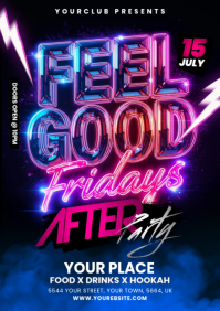 Black Neon Nightclub Event A5 template