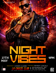 Black Neon Nightclub Event Flyer Рекламная листовка (US Letter) template