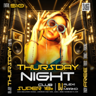 Black Neon Nightclub Event Square Vierkant (1:1) template