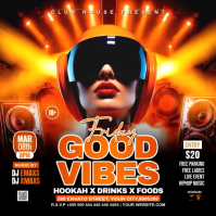 Black Neon Nightclub Event Square Video Kwadrat (1:1) template