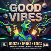 Black Neon Nightlife Event Instagram Post Instagram-opslag template