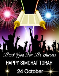 Black Neon October Simchat Torah Celebration  Flyer (us Letter) template