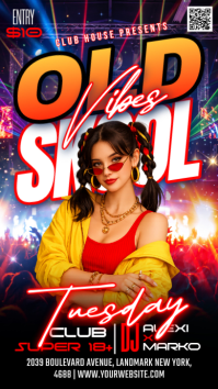 Czarny Old School Club Night История на Instagram Template
