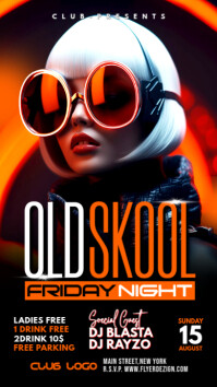 Black Neon Old School Night Party Flyer Instagram Story Instagram-verhaal template