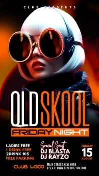 Black Neon Old School Night Party Flyer Instagram Reel template
