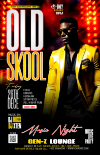 Czarny Old School Nightclub Party Halbe Seite breit Template