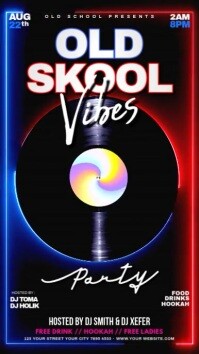 Black Neon Old School Vibes Party  Instagram Story template