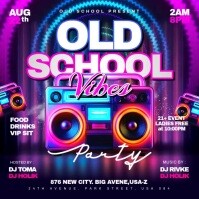 Black Neon Old School Vibes Party Instagram Post template