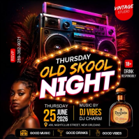 Black Neon Old Skool Night Party Instagram Post Instagram-bericht template