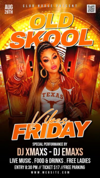 Black Neon Old Skool Vibes Club Event Facebook Story Video template