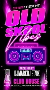 Black Neon Oldies Night Party Flyer Instagram Story template