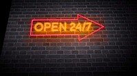 Black Neon Open 24 Hours  Digital Display (16:9) template